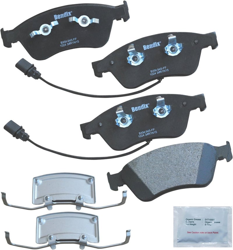Bendix بطانات فرامل أمامية شبه معدنية Priority1 CFM1024 لأودي A8 كواترو 2010-2004، S6 2011-2007، S8 2010-2007، فولكس فاجن فاييتون 2006-2004 - Image 1